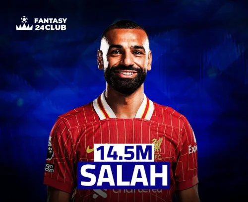 محمد صلاح مقدّر بقيمة 14.5 مليون في لعبة ، مما يشير إلى أنه لاعب ذو قيمة عالية في سياق لعبة الفانتاسي هذا الموسم