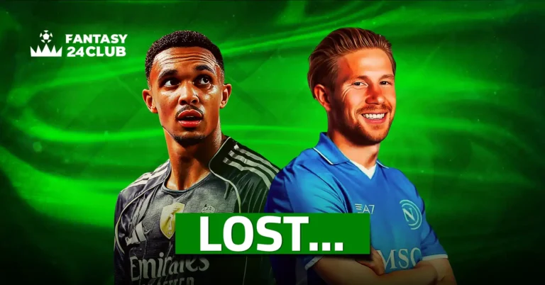 بانر لـ Fantasy 24 Club يظهر فيها لاعبين من ريال مدريد ونابولي، مع كلمة "LOST..."، إشارة لغياب لاعبين عن فانتازي الدوري الإنجليزي الموسم القادم.