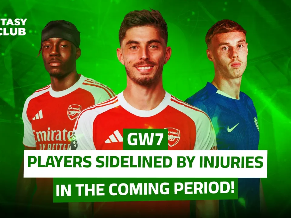 Three Premier League players in their team kits, ruled out of Gameweek 7 due to injuries