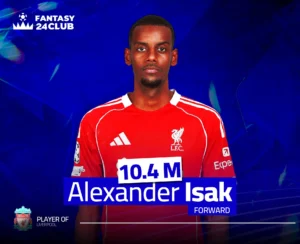 صورة فانتازي للاعب ألكسندر إيساك ، يرتدي قميص ليفربول الأحمر، وسعره 10.4 مليون.