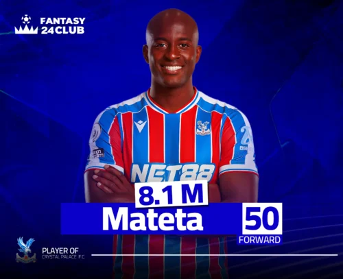 صورة للاعب كريستال بالاس، جان-فيليب ماتيتا، تعرض بياناته في الفانتازي كـ مهاجم بسعر $8.1\ M$ و $50$ نقطة.