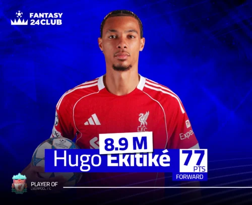 مهاجم ليفربول إيكتيكي في فانتازي 24، بسعر $8.9M$ وإجمالي نقاط 77