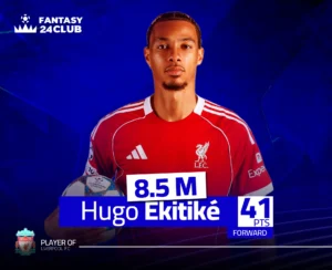 يظهر مهاجم ليفربول هوغو إيكيتيكي بقميص أحمر، مع سعره 8.5 مليون ونقاطه 41 في لعبة فانتسي
