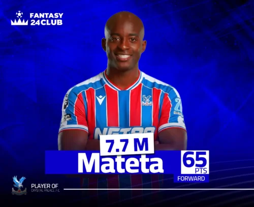 مهاجم كريستال بالاس ماتيتا في فانتازي 24، بسعر $7.7M$ وإجمالي نقاط $65$