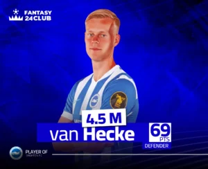 فان هيك، مدافع برايتون، بسعر 4.5 مليون و69 نقطة.